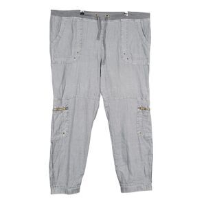 XCVI 22668 Gray Linen Hi Rise Drawstring Joggers Pants Lagenlook SIZE XL